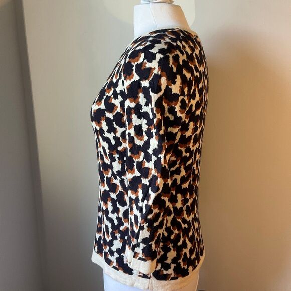 Ann Taylor Scoopneck 3/4 Sleeve Animal Print Sweater. S. Wool Blend - Picture 7 of 13